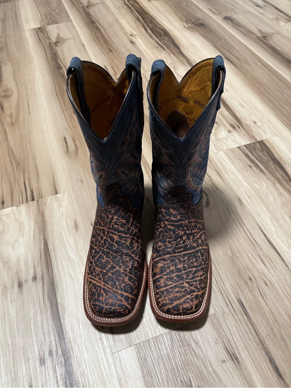 Tony Lama Leather Cowboy Boots with Navy Shaft